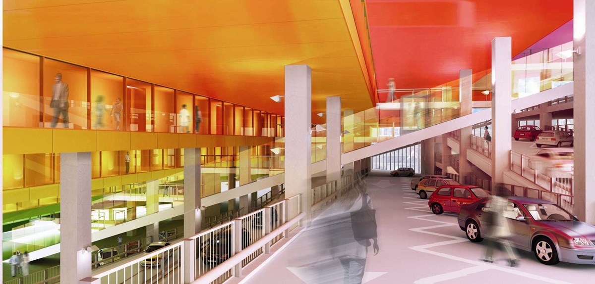 Rendering af P-hus VM Bjerget